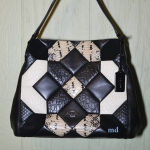 Coach Edie Chalk Black Canyon Quilt Exotic Multi-color Leather Hobo Bag  38369